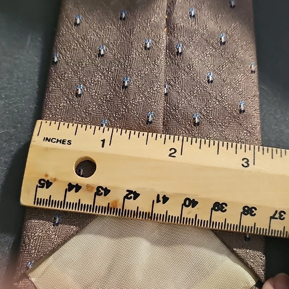 Wembley The‎ Original Leatherback Brown Tie with Small Silver Microdots
